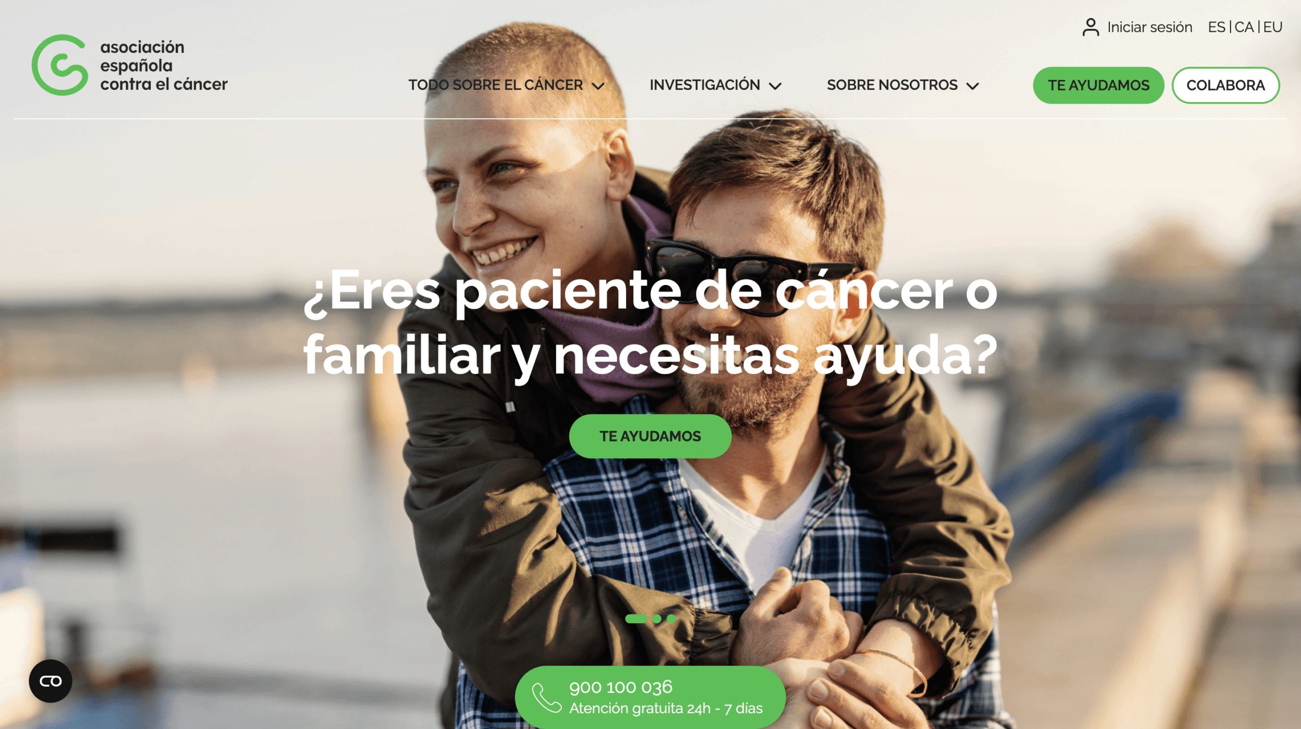 pantallazo de la home aecc.es